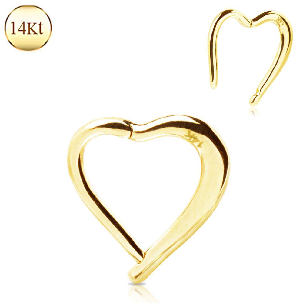 14K Yellow Gold Lovely Heart Seamless Clicker Ring - 1 Piece