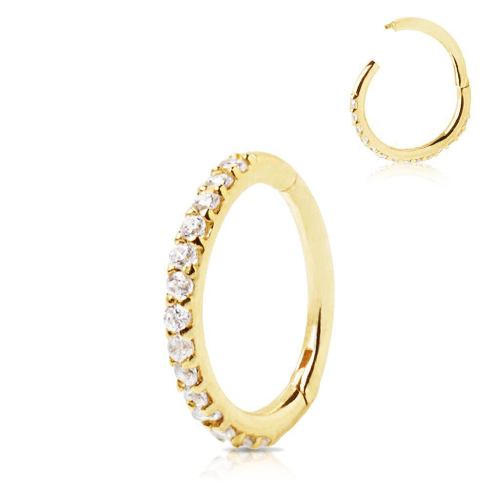 SEAMLESS CLICKER 14K Yellow Gold Multi-Jeweled Seamless Clicker Ring - 1 Piece -Rebel Bod-RebelBod