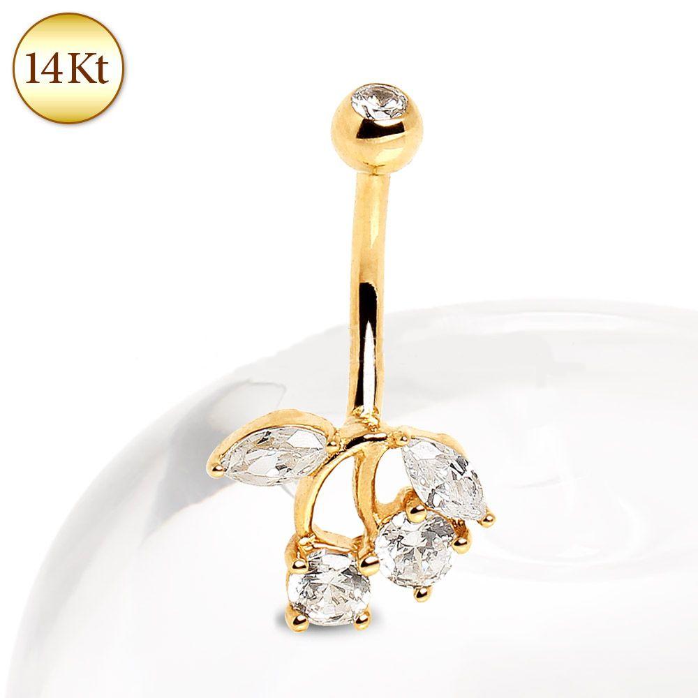 Buy OUFER Gold Belly Button Rings 14K Solid Gold Navel Rings Round Clear CZ  Dangle Belly Piercing Jewelry 14G Navel Piercing Online at desertcartINDIA