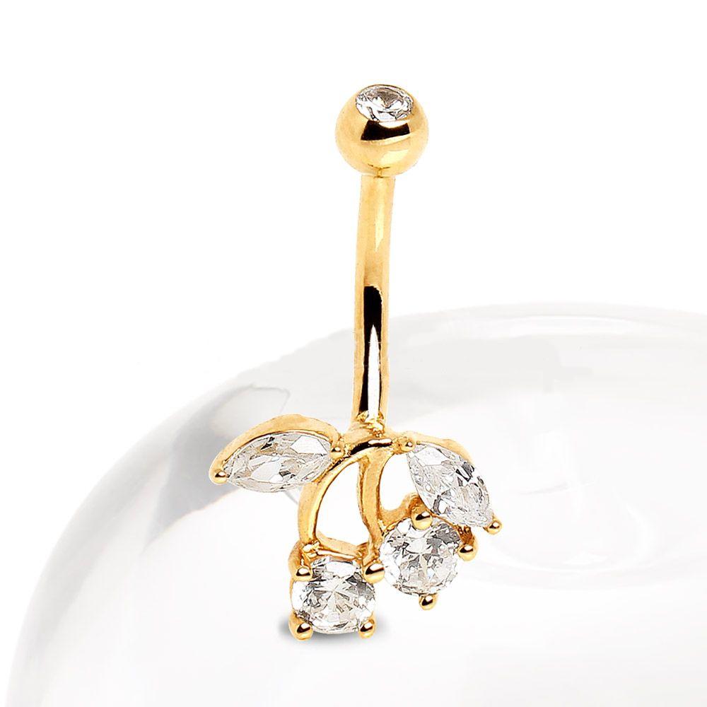 14K Real Gold Belly Button Navel Ring Barbell Belly Ring - Walmart.com