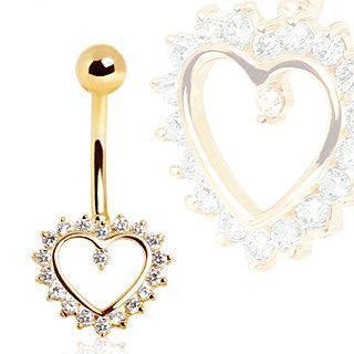 14K Gold Belly Ring Heart