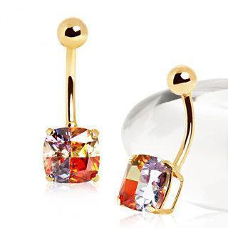 14K Gold Belly Ring Miracle Cubic