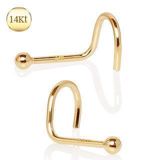 14K Yellow Gold Screw Nose Ring w/ a Ball