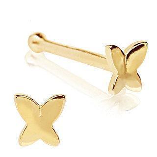 14K Gold Stud Nose Ring w/ a Butterfly