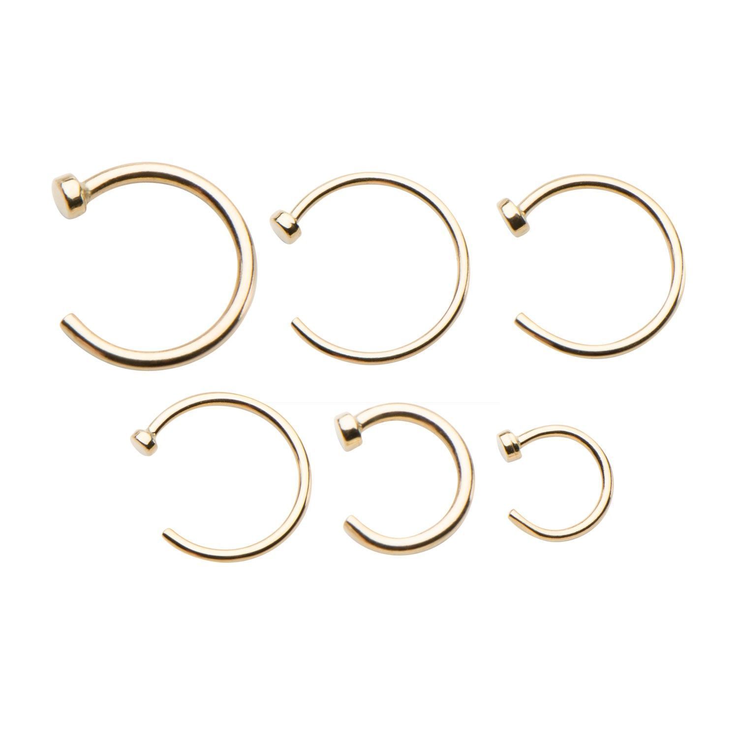 Nose Ring - C-Shaped Nose Ring 14kt Flat Back C-Shape Nose Rings with 1/4, 5/16 and 3/8 Diameter sbv14kc0158 -Rebel Bod-RebelBod