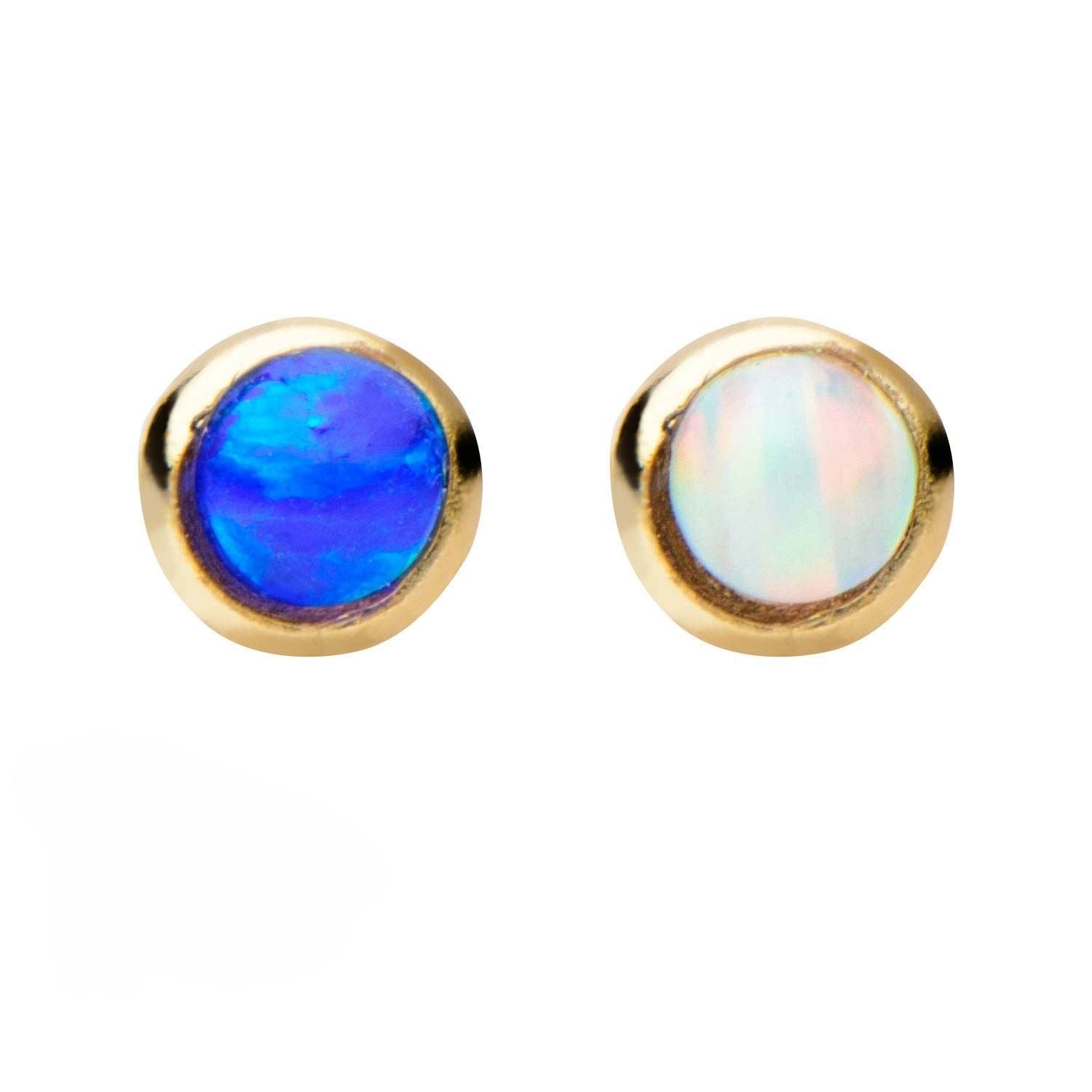 14kt Nose Bone w/ 1.75mm Bezel Set Synthetic Opal Top sbvgnsb09