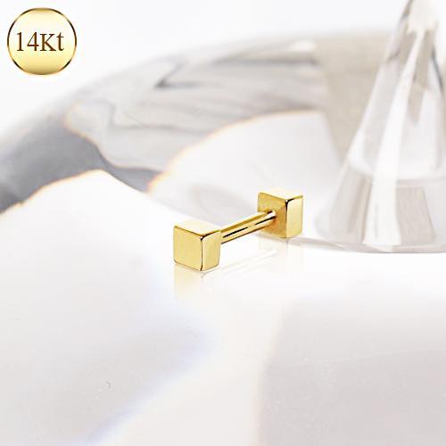 14Kt Yellow Gold Cubed Cartilage Barbell Earring - 1 Piece