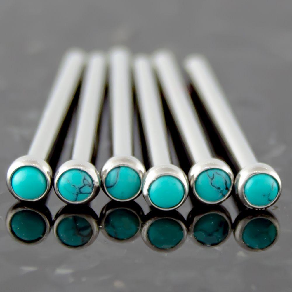 Nose Ring - Nose Pin 16g, 18g & 20g Steel Bezel Set Cabochon Nose Pins - 1 Piece #SPLT -Rebel Bod-RebelBod