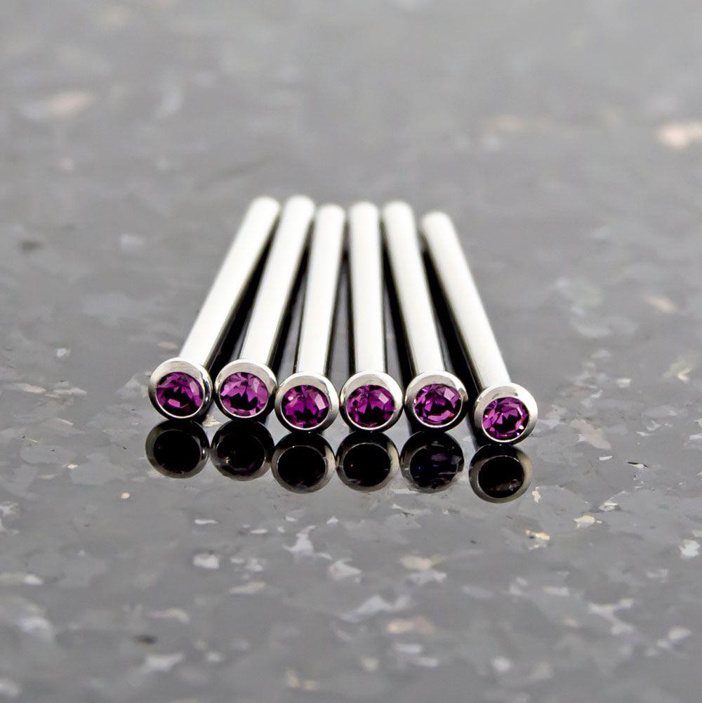 Nose Ring - Nose Pin 16g, 18g & 20g Steel Bezel SWAROVSKI Gem Nose Pins - 1 Piece #SPLT#6 -Rebel Bod-RebelBod