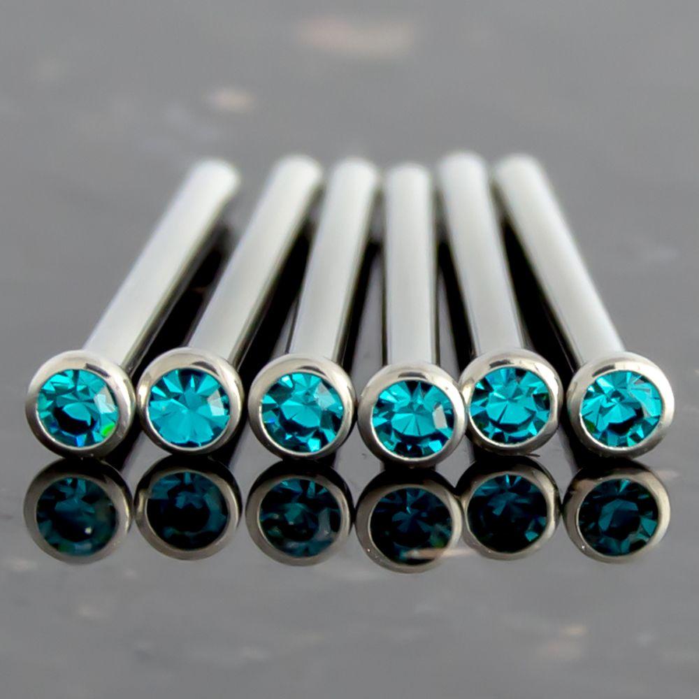 Nose Ring - Nose Pin 16g, 18g & 20g Steel Bezel SWAROVSKI Gem Nose Pins - 1 Piece #SPLT#6 -Rebel Bod-RebelBod