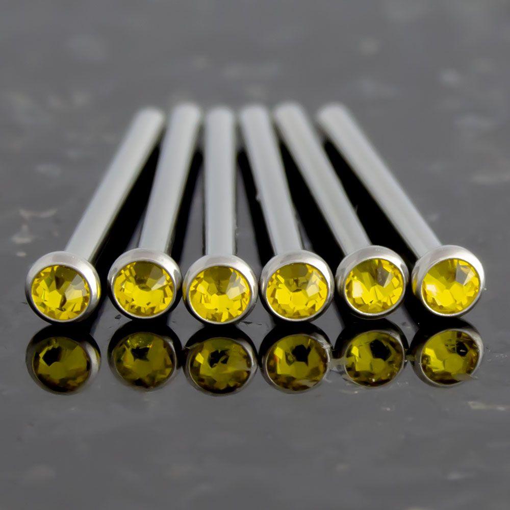 Nose Ring - Nose Pin 16g, 18g & 20g Steel Bezel SWAROVSKI Gem Nose Pins - 1 Piece #SPLT#6 -Rebel Bod-RebelBod