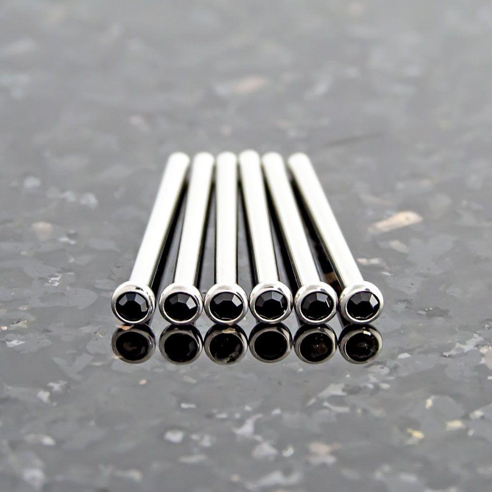 Nose Ring - Nose Pin 16g, 18g & 20g Steel Bezel SWAROVSKI Gem Nose Pins - 1 Piece #SPLT#6 -Rebel Bod-RebelBod