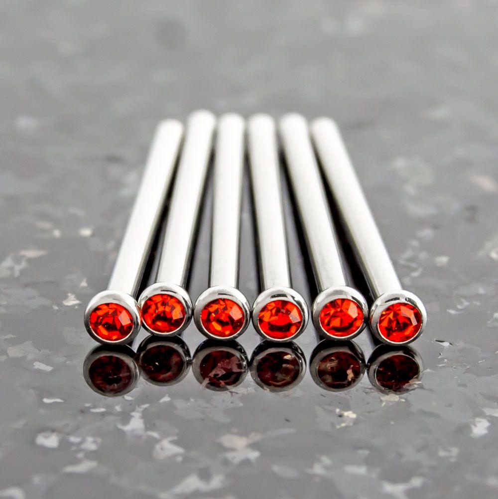 Nose Ring - Nose Pin 16g, 18g & 20g Steel Bezel SWAROVSKI Gem Nose Pins - 1 Piece #SPLT#6 -Rebel Bod-RebelBod