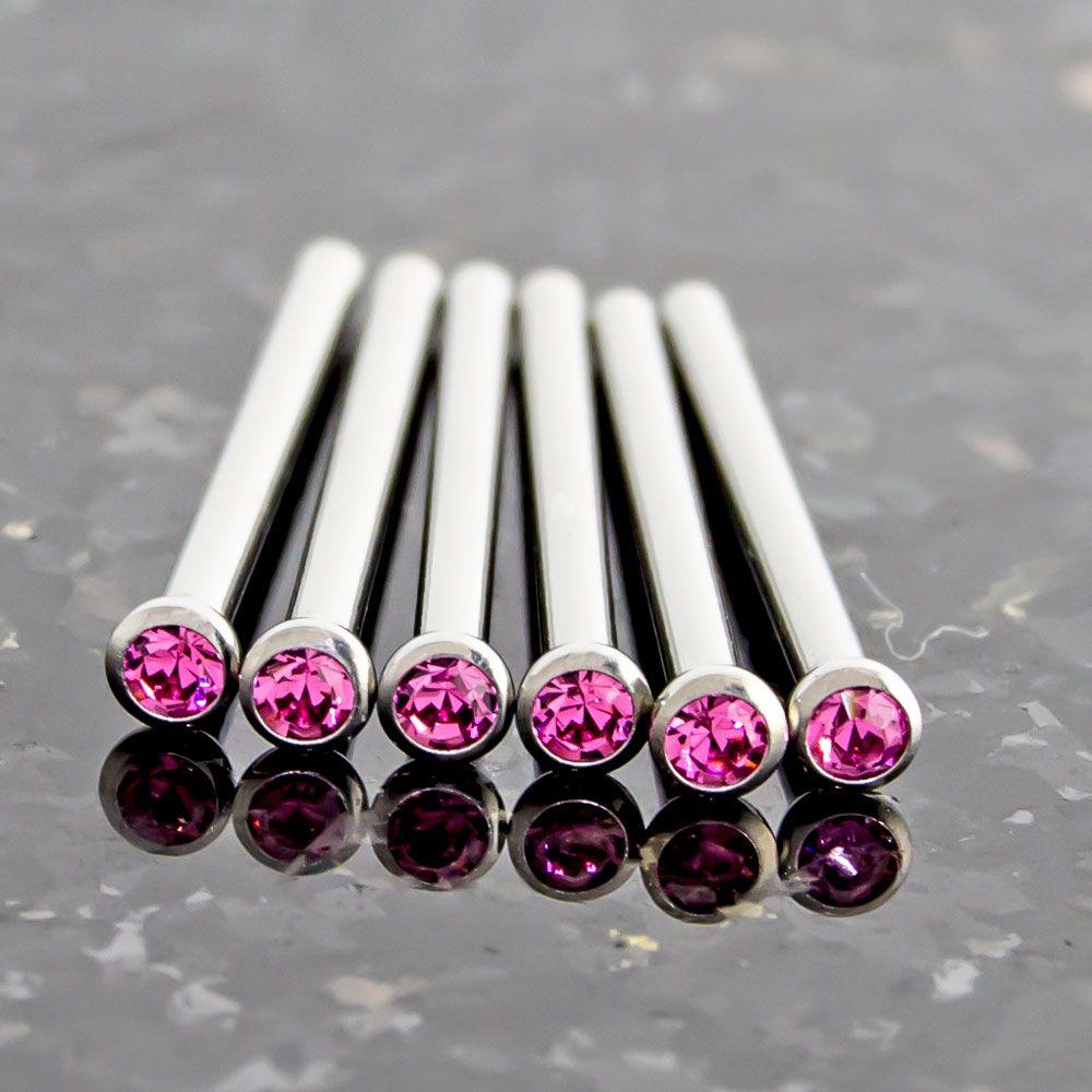 Nose Ring - Nose Pin 16g, 18g & 20g Steel Bezel SWAROVSKI Gem Nose Pins - 1 Piece #SPLT#6 -Rebel Bod-RebelBod