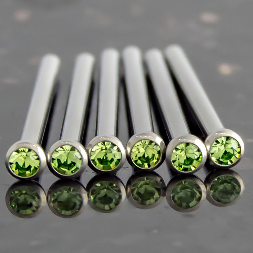 Nose Ring - Nose Pin 16g, 18g & 20g Steel Bezel SWAROVSKI Gem Nose Pins - 1 Piece #SPLT#6 -Rebel Bod-RebelBod