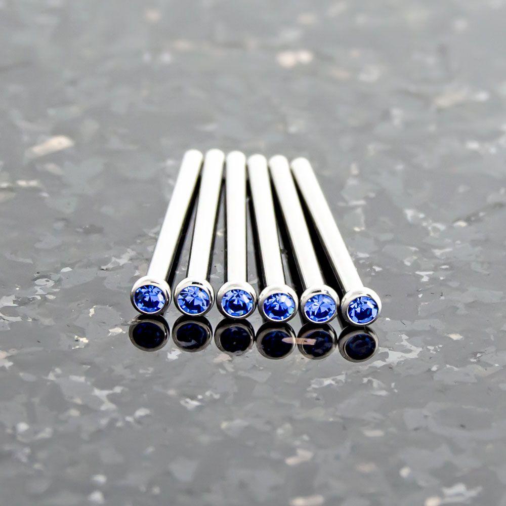 Nose Ring - Nose Pin 16g, 18g & 20g Steel Bezel SWAROVSKI Gem Nose Pins - 1 Piece #SPLT#6 -Rebel Bod-RebelBod