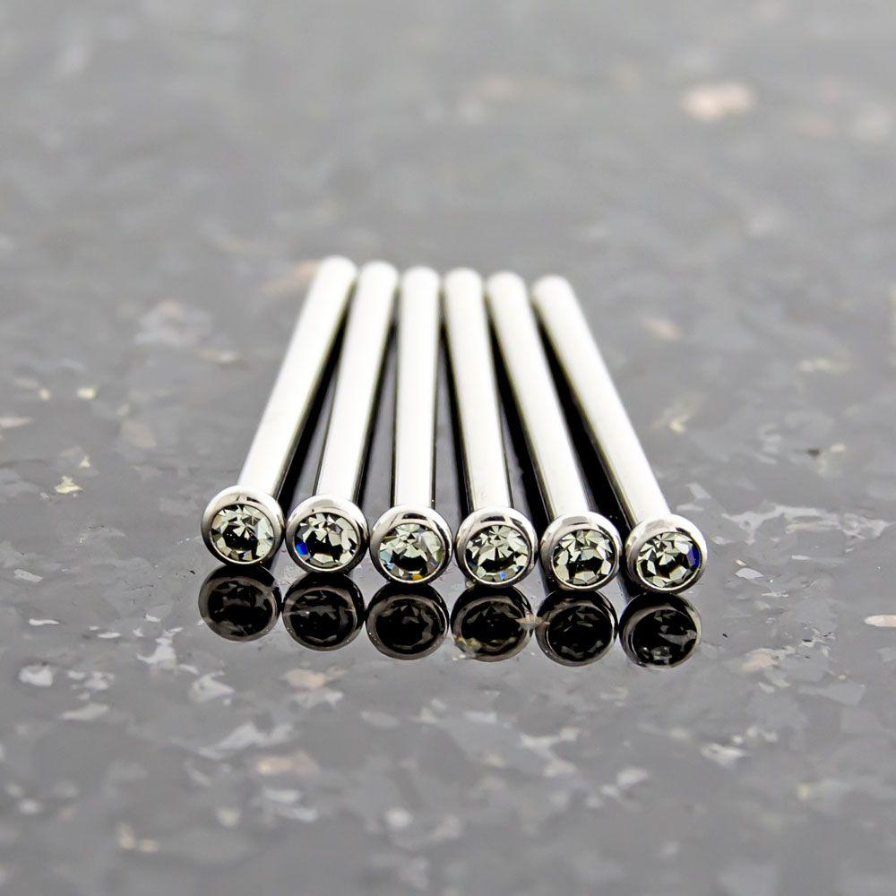 Nose Ring - Nose Pin 16g, 18g & 20g Steel Bezel SWAROVSKI Gem Nose Pins - 1 Piece #SPLT#6 -Rebel Bod-RebelBod