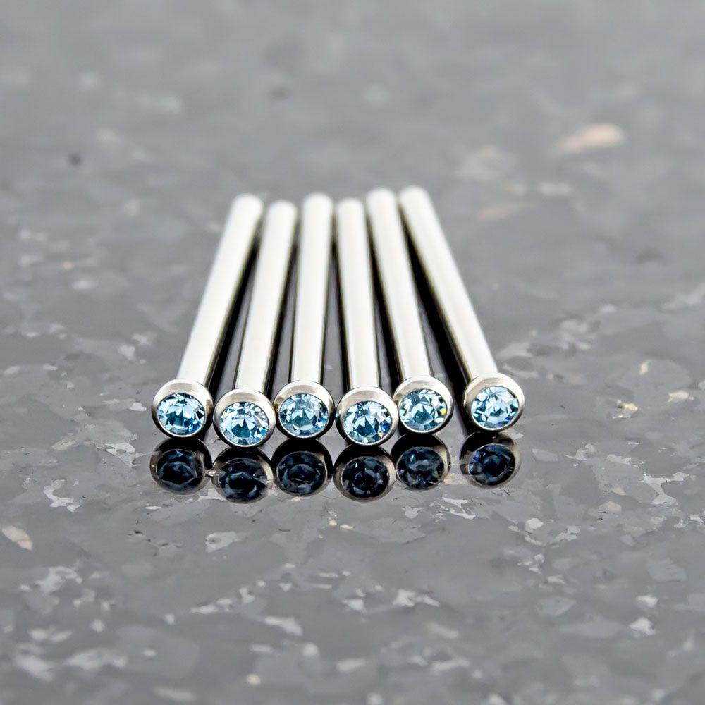 Nose Ring - Nose Pin 16g, 18g & 20g Steel Bezel SWAROVSKI Gem Nose Pins - 1 Piece #SPLT#6 -Rebel Bod-RebelBod