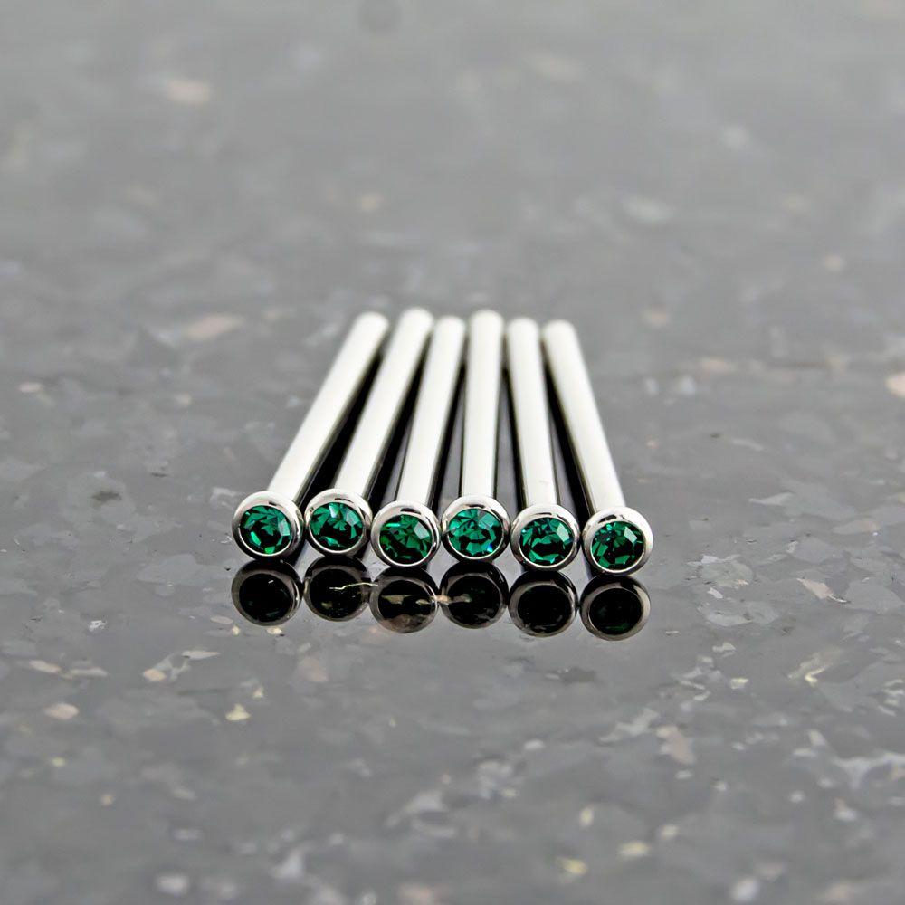 Nose Ring - Nose Pin 16g, 18g & 20g Steel Bezel SWAROVSKI Gem Nose Pins - 1 Piece #SPLT#6 -Rebel Bod-RebelBod
