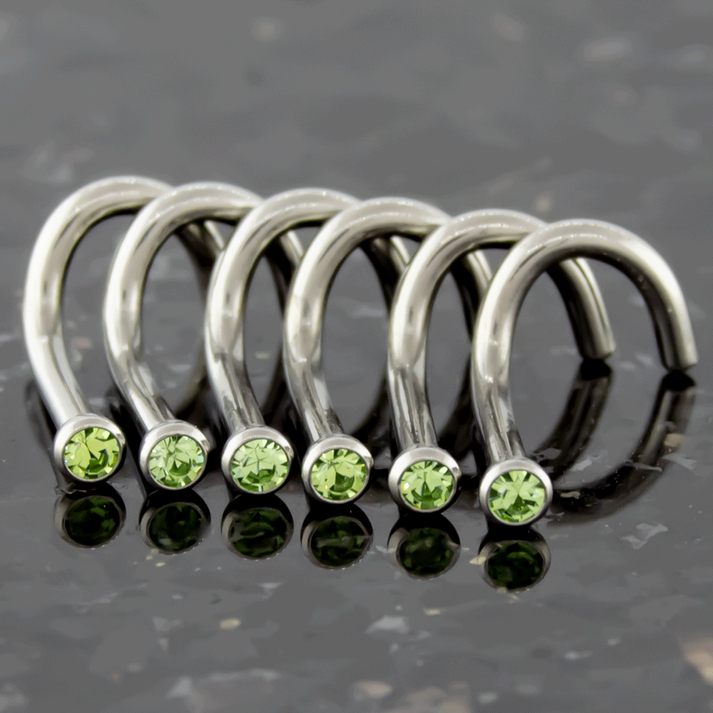 Nose Ring - Nose Screw 16g, 18g & 20g Steel Nose Screws With Bezel Set SWAROVSKI Gems - 1 Piece #SPLT#6 -Rebel Bod-RebelBod