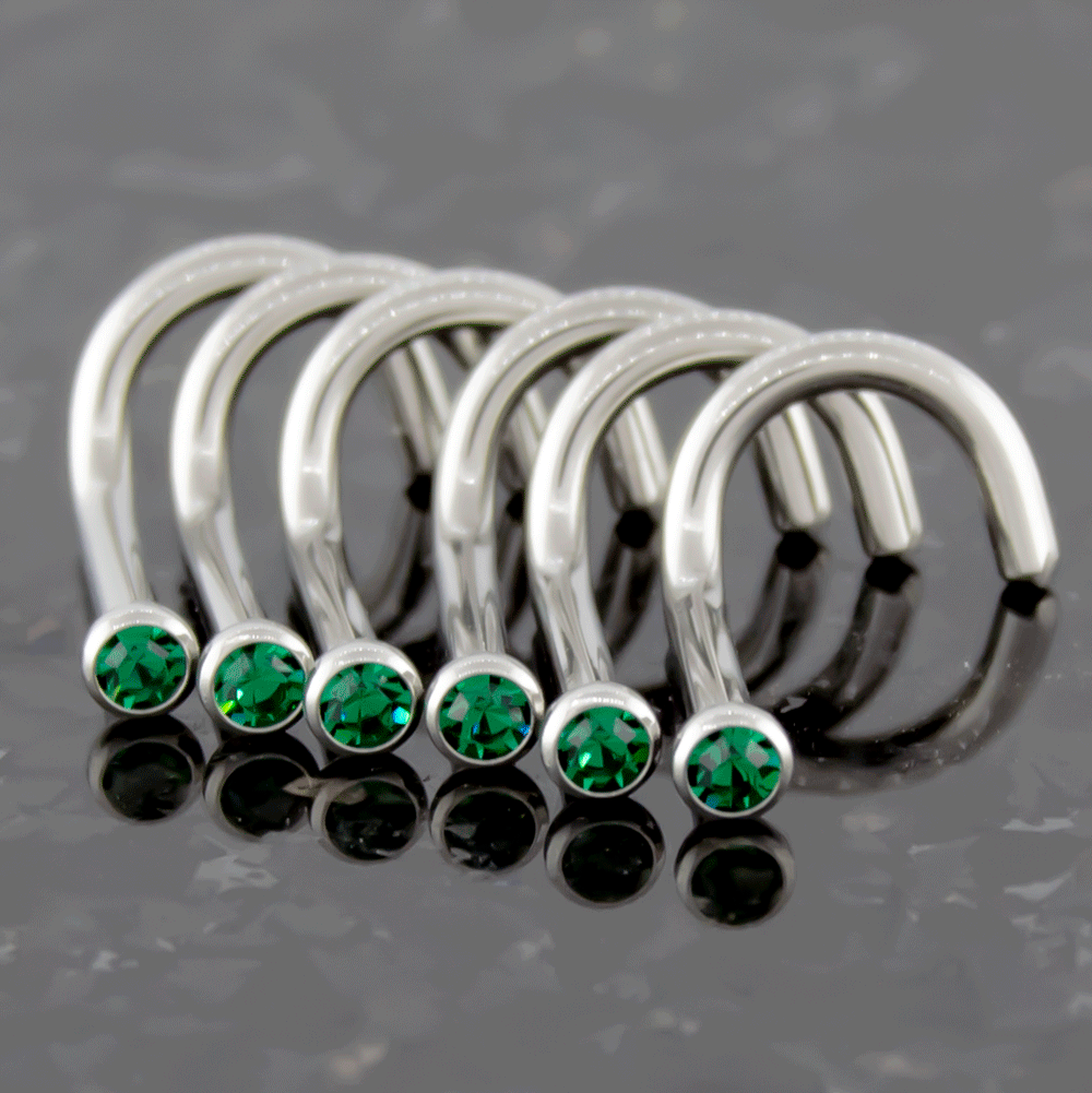 Nose Ring - Nose Screw 16g, 18g & 20g Steel Nose Screws With Bezel Set SWAROVSKI Gems - 1 Piece #SPLT#6 -Rebel Bod-RebelBod