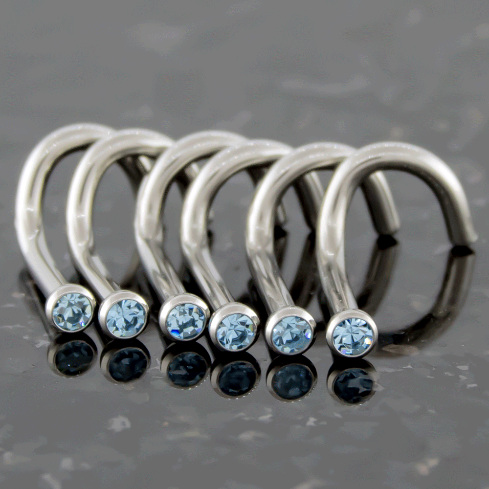 Nose Ring - Nose Screw 16g, 18g & 20g Steel Nose Screws With Bezel Set SWAROVSKI Gems - 1 Piece #SPLT#6 -Rebel Bod-RebelBod