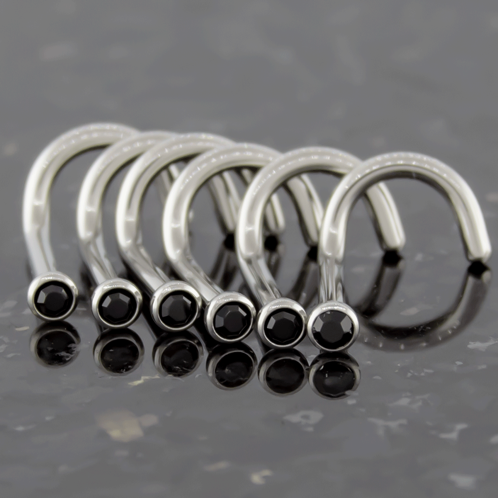 Nose Ring - Nose Screw 16g, 18g & 20g Steel Nose Screws With Bezel Set SWAROVSKI Gems - 1 Piece #SPLT#6 -Rebel Bod-RebelBod