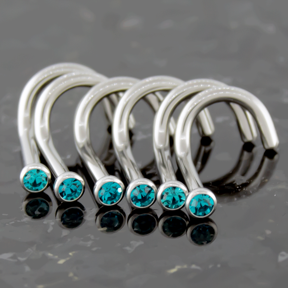 Nose Ring - Nose Screw 16g, 18g & 20g Steel Nose Screws With Bezel Set SWAROVSKI Gems - 1 Piece #SPLT#6 -Rebel Bod-RebelBod