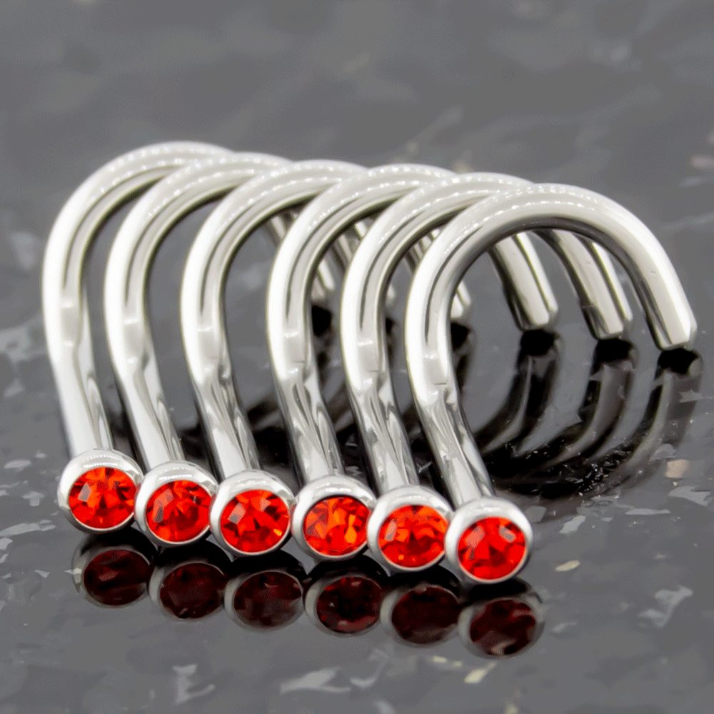Nose Ring - Nose Screw 16g, 18g & 20g Steel Nose Screws With Bezel Set SWAROVSKI Gems - 1 Piece #SPLT#6 -Rebel Bod-RebelBod