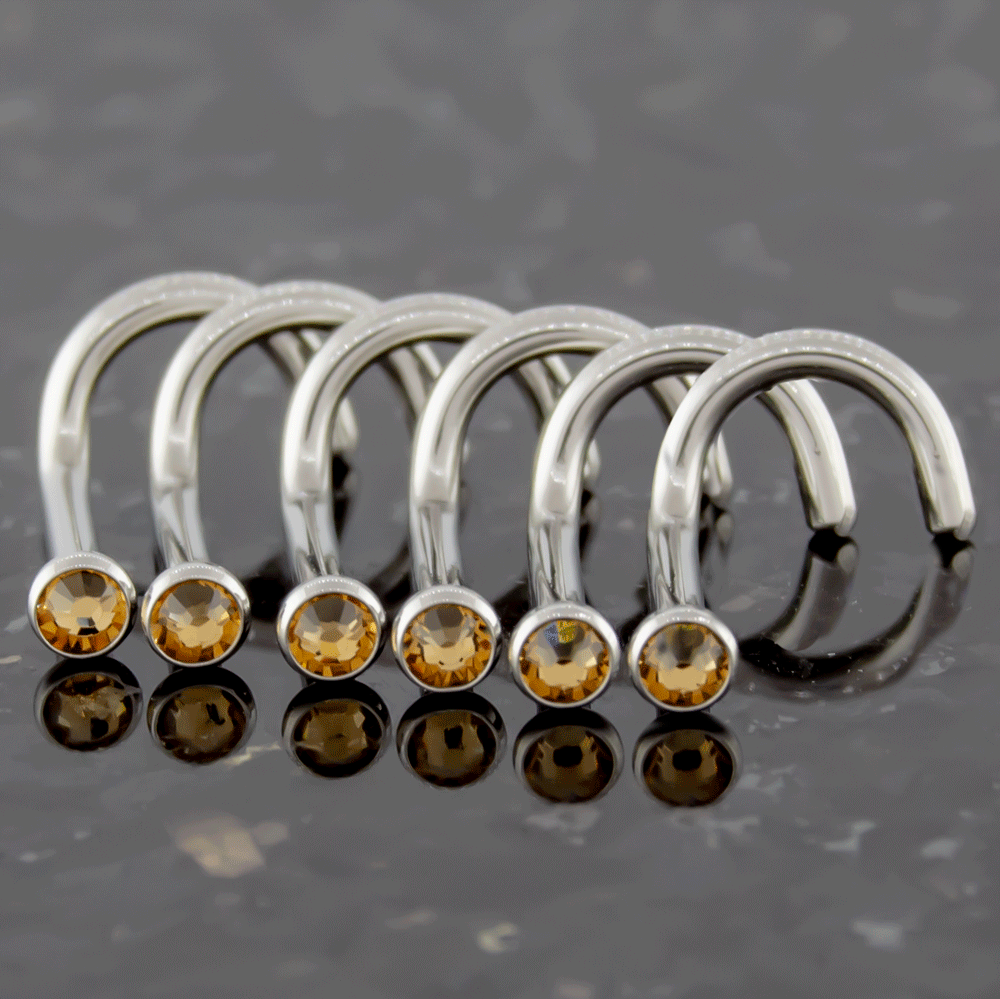 Nose Ring - Nose Screw 16g, 18g & 20g Steel Nose Screws With Bezel Set SWAROVSKI Gems - 1 Piece #SPLT#6 -Rebel Bod-RebelBod