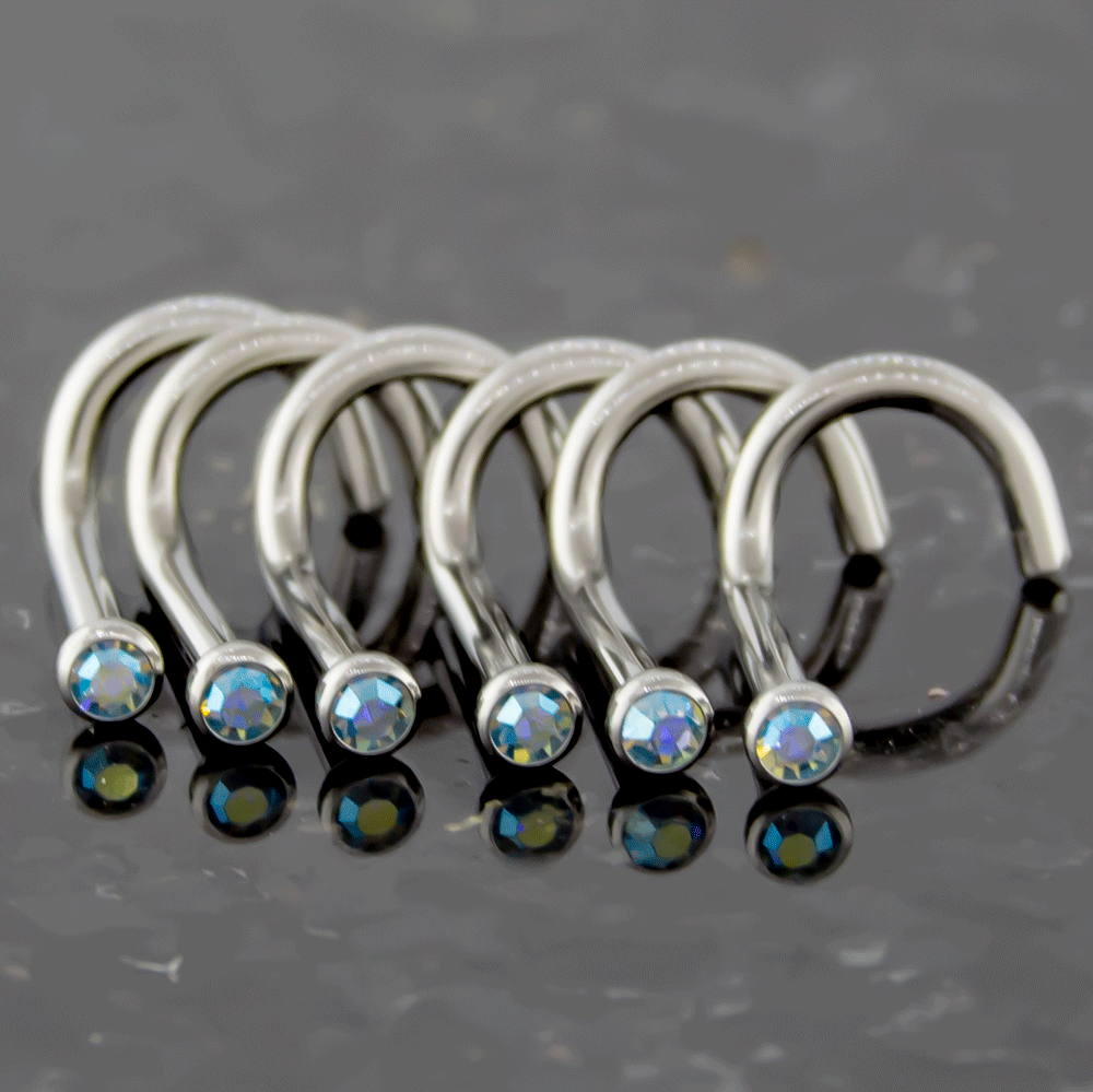 Nose Ring - Nose Screw 16g, 18g & 20g Steel Nose Screws With Bezel Set SWAROVSKI Gems - 1 Piece #SPLT#6 -Rebel Bod-RebelBod