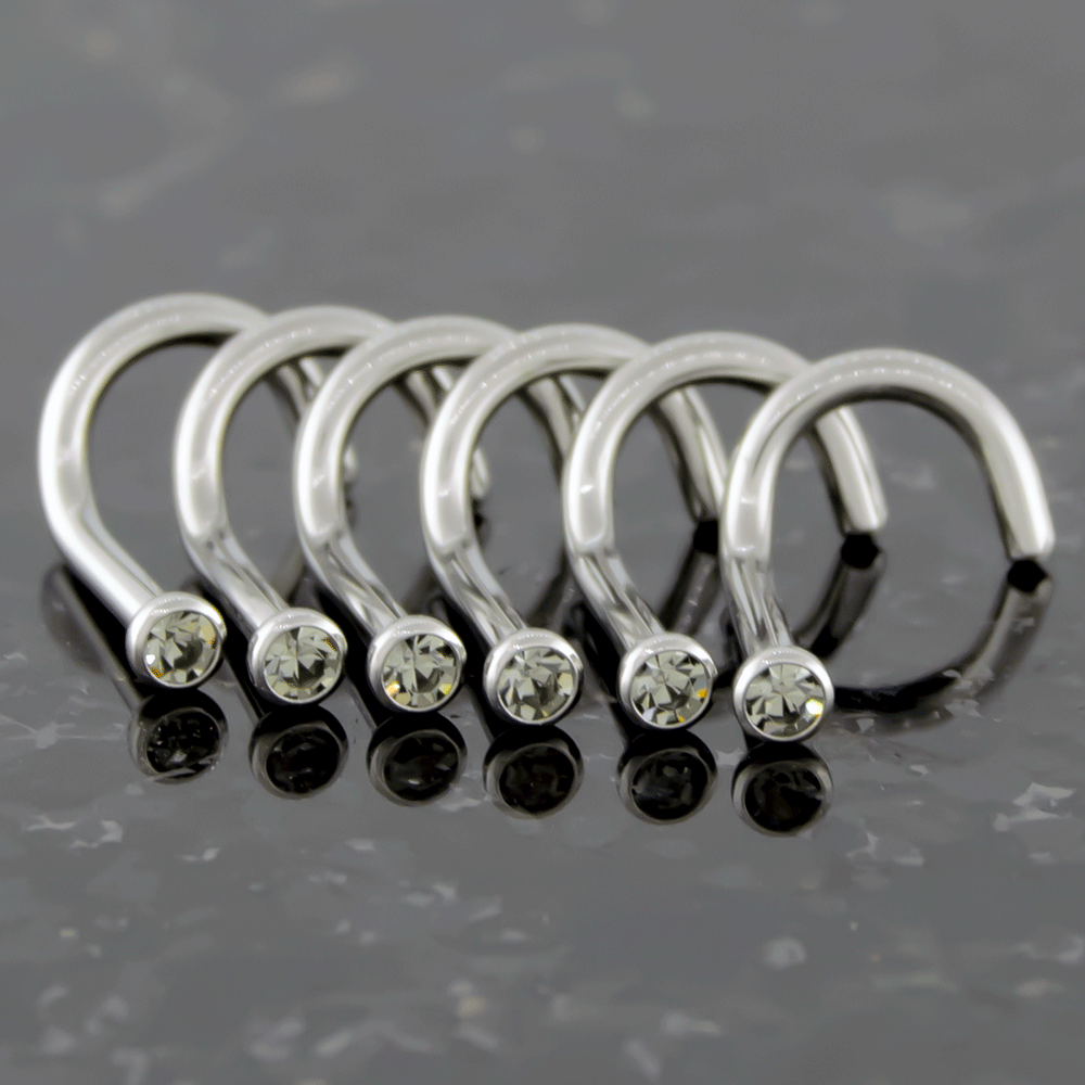 Nose Ring - Nose Screw 16g, 18g & 20g Steel Nose Screws With Bezel Set SWAROVSKI Gems - 1 Piece #SPLT#6 -Rebel Bod-RebelBod