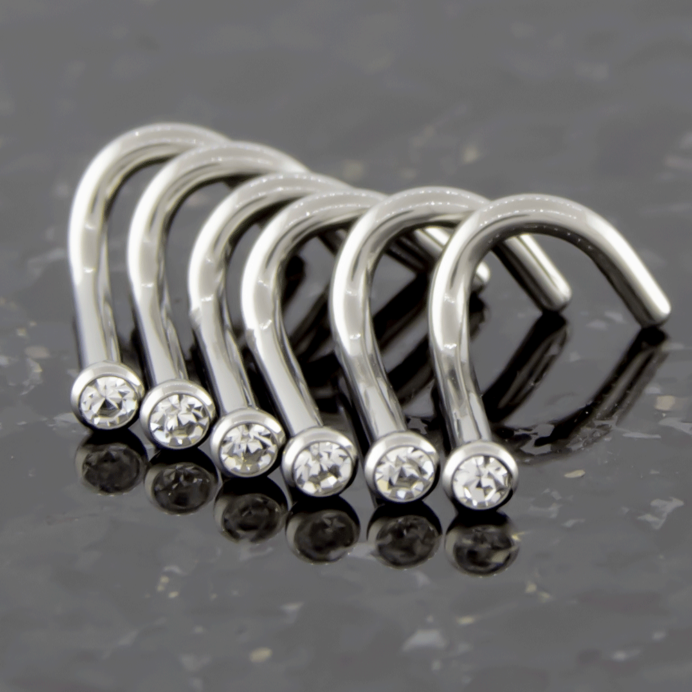 Nose Ring - Nose Screw 16g, 18g & 20g Steel Nose Screws With Bezel Set SWAROVSKI Gems - 1 Piece #SPLT#6 -Rebel Bod-RebelBod