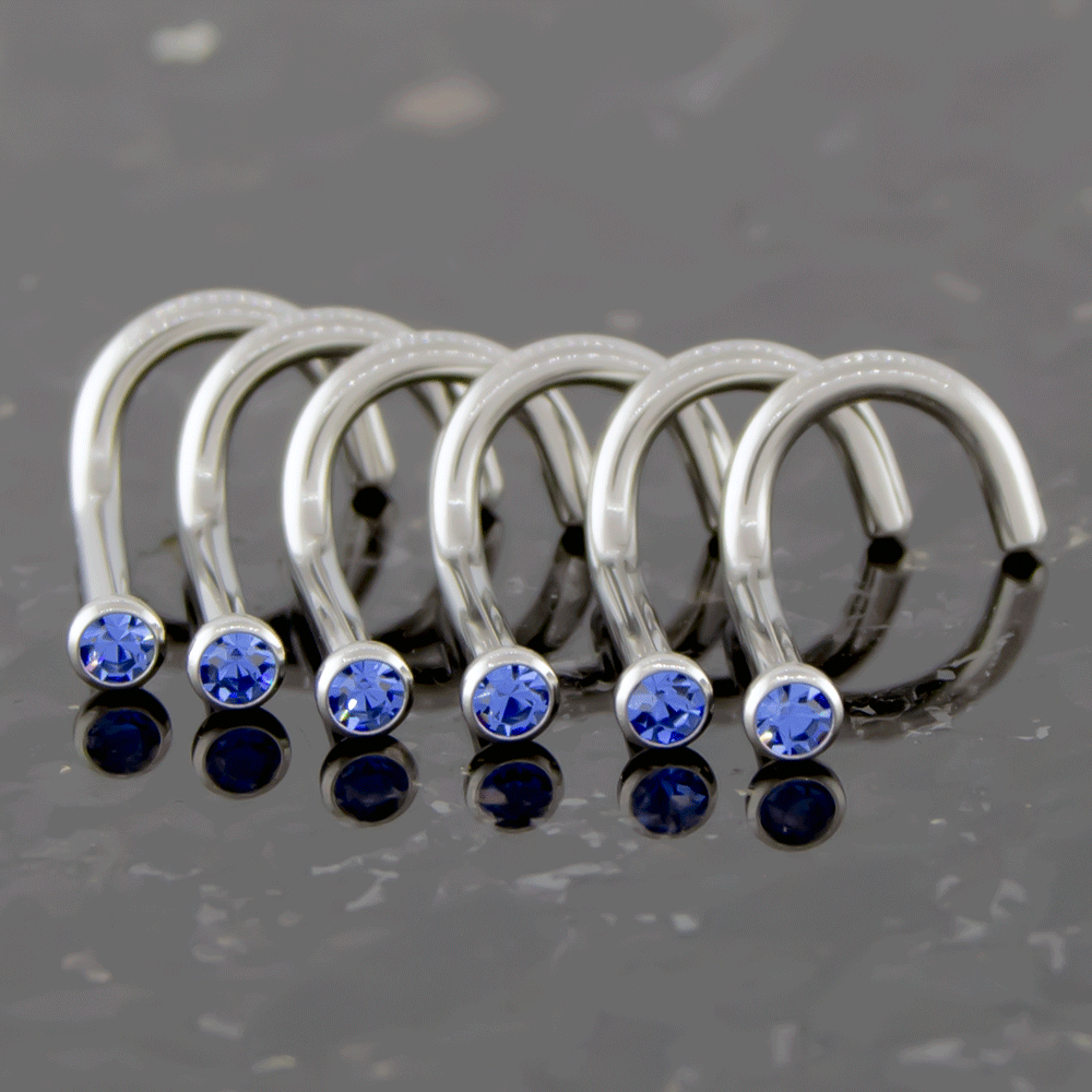 Nose Ring - Nose Screw 16g, 18g & 20g Steel Nose Screws With Bezel Set SWAROVSKI Gems - 1 Piece #SPLT#6 -Rebel Bod-RebelBod