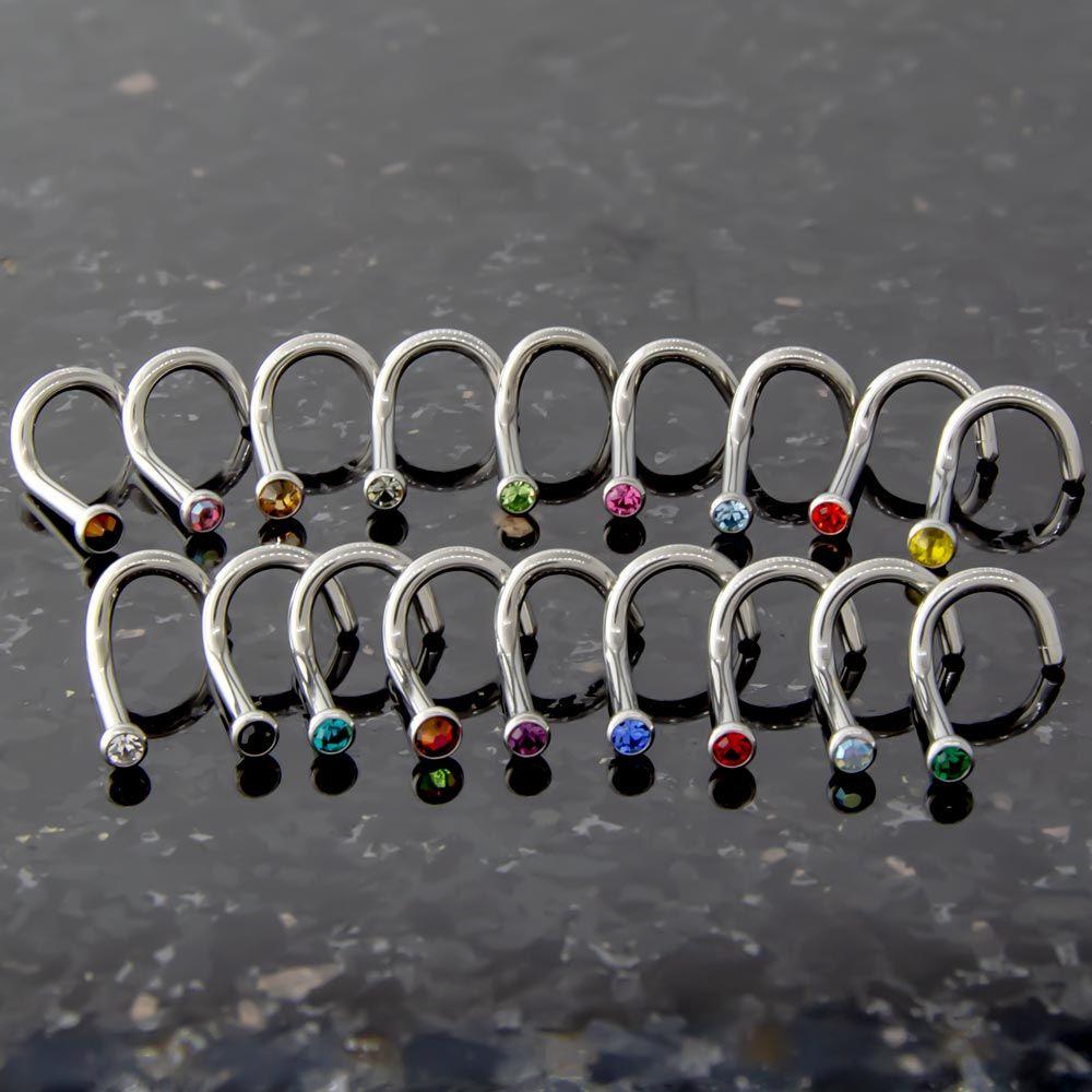 Nose Ring - Nose Screw 16g, 18g & 20g Steel Nose Screws With Bezel Set SWAROVSKI Gems - 1 Piece #SPLT#6 -Rebel Bod-RebelBod