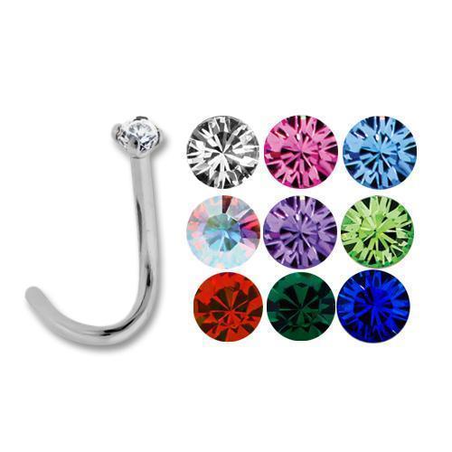 Nose Ring - Nose Screw 16g, 18g & 20g Steel Prong SWAROVSKI Gem Nose Screws - 1 Piece #SPLT#6 -Rebel Bod-RebelBod