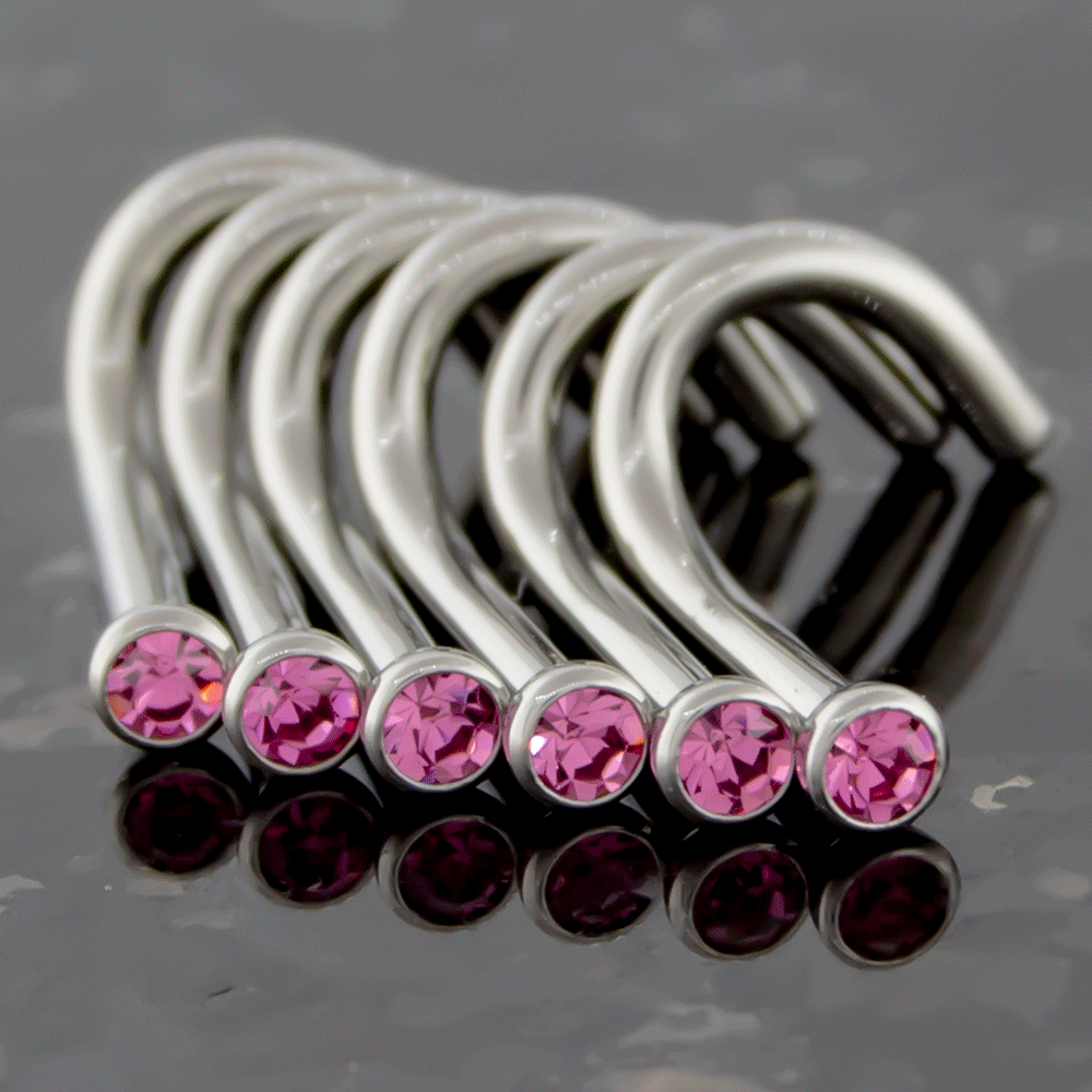 Nose Ring - Nose Screw 16g, 18g & 20g Titanium Bezel Gem Nose Screws - 1 Piece -Rebel Bod-RebelBod