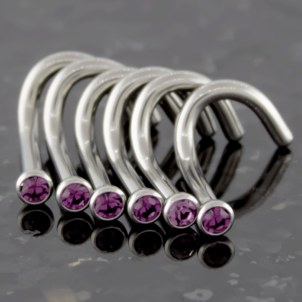 Nose Ring - Nose Screw 16g, 18g & 20g Titanium Bezel Gem Nose Screws - 1 Piece -Rebel Bod-RebelBod