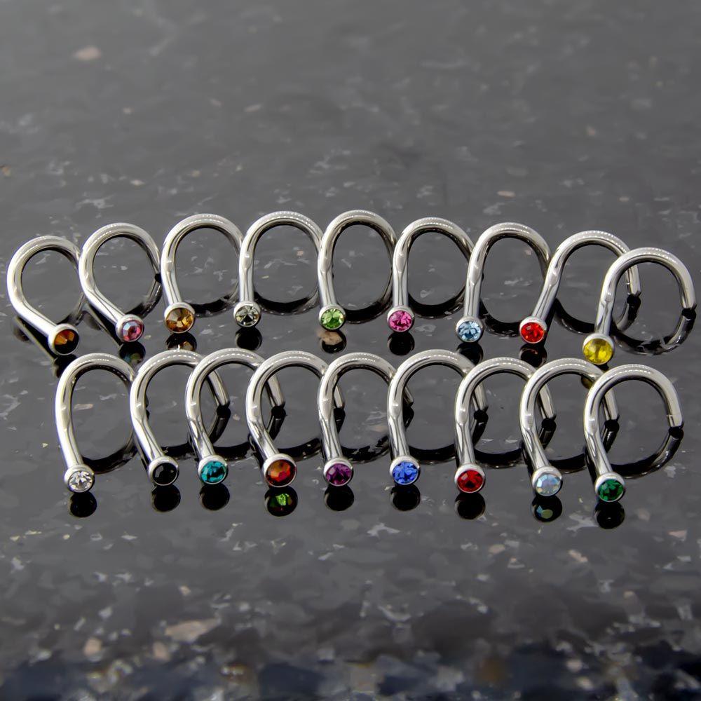 Nose Ring - Nose Screw 16g, 18g &amp; 20g Titanium Bezel Gem Nose Screws - 1 Piece -Rebel Bod-RebelBod