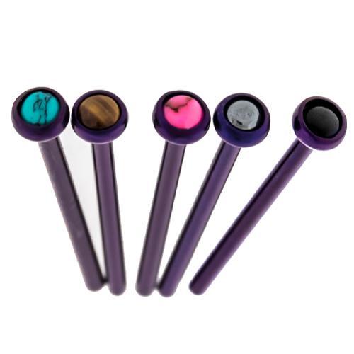 Nose Ring - Nose Pin 16g, 18g & 20g Titanium Bezel Set Cabochon Nose Pins - 1 Piece -Rebel Bod-RebelBod