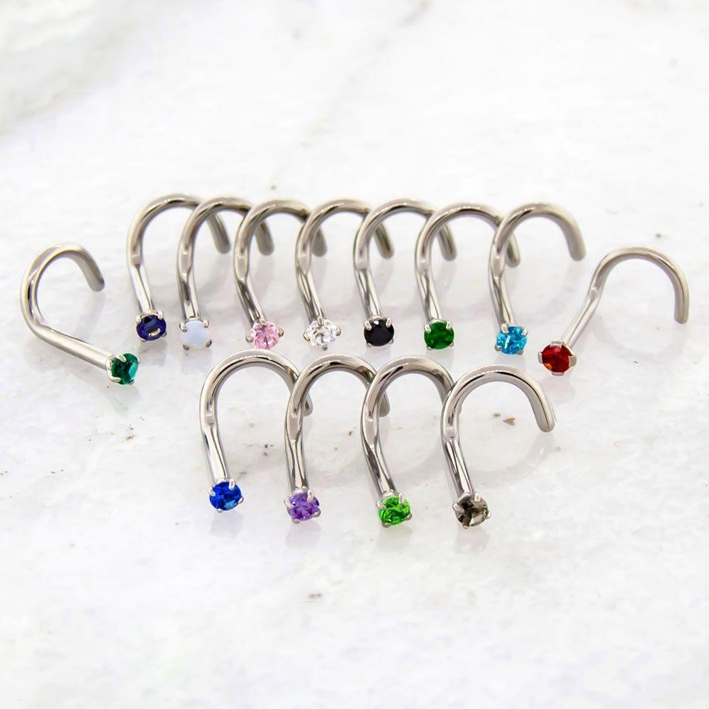 Nose Ring - Nose Screw 16g, 18g &amp; 20g Titanium Prong Set Nose Screws - 1 Piece -Rebel Bod-RebelBod