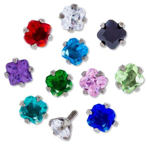 16g/18g Steel Radiant Cut Gem Head - 1 Piece #SPLT -Rebel Bod-RebelBod