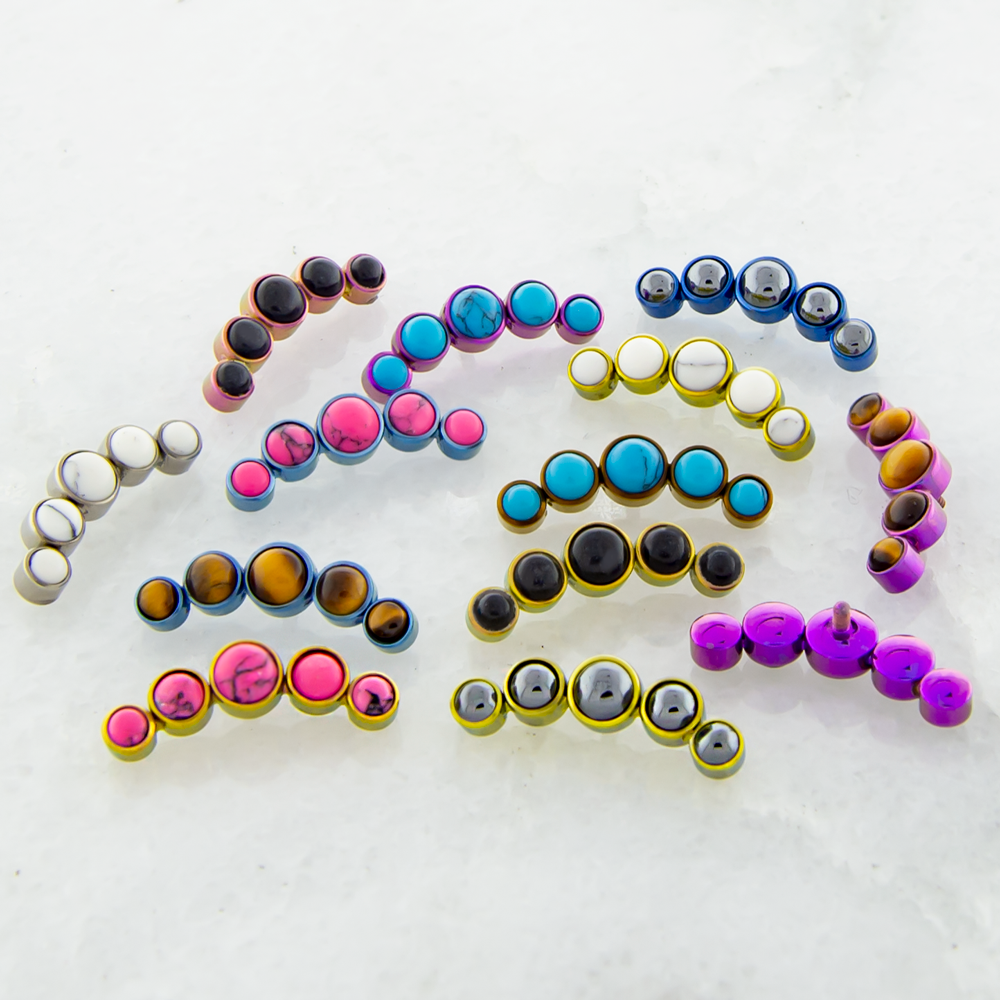 Body Jewelry Parts 16g & 18g Titanium Crescent Cabochon Replacement End - 1 Piece -Rebel Bod-RebelBod