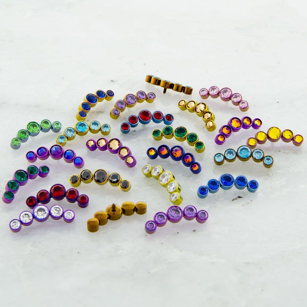 Body Jewelry Parts 16g & 18g Titanium Crescent Gems Replacement End - 1 Piece -Rebel Bod-RebelBod