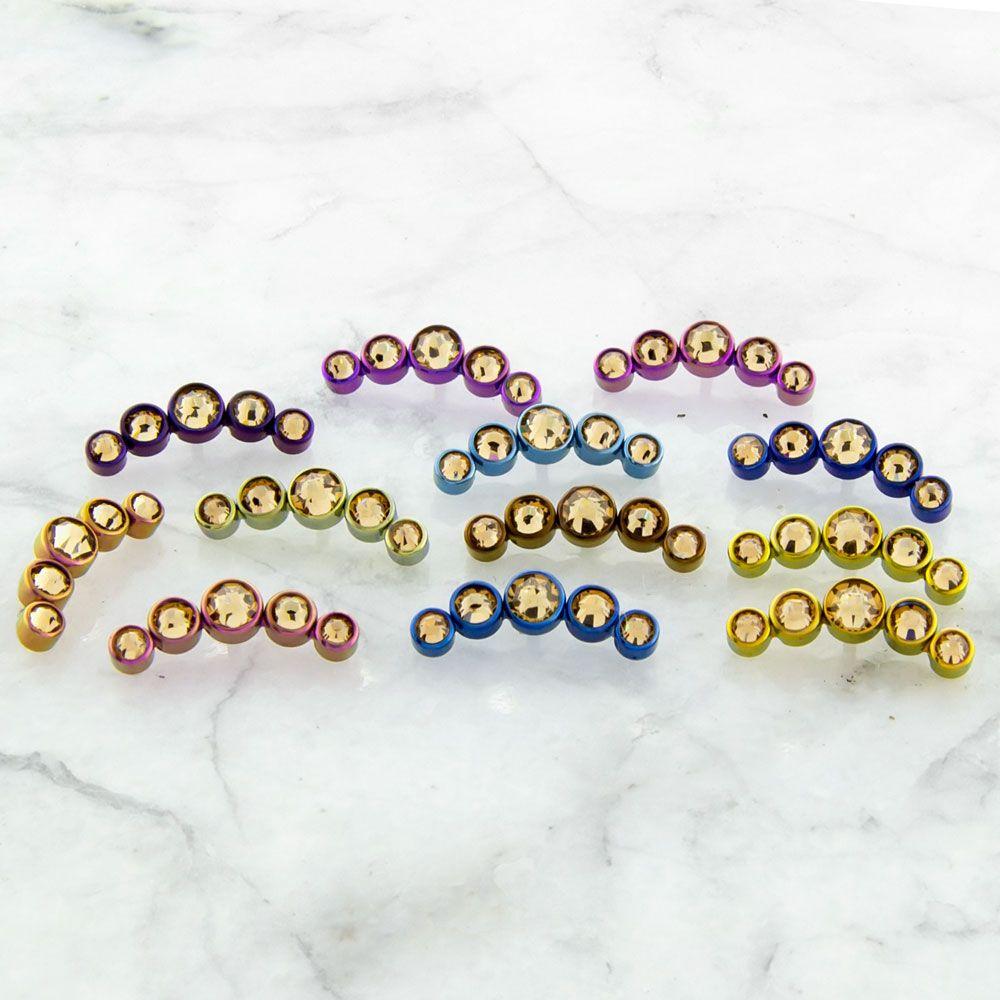 Body Jewelry Parts 16g & 18g Titanium Crescent Gems Replacement End - 1 Piece -Rebel Bod-RebelBod