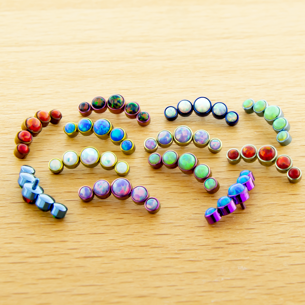 Body Jewelry Parts 16g & 18g Titanium Crescent Opal Replacement End - 1 Piece -Rebel Bod-RebelBod