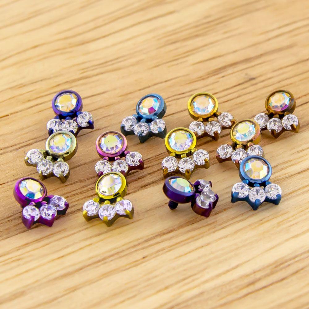 Body Jewelry Parts 16g & 18g Titanium Gem Cluster - 1 Piece -Rebel Bod-RebelBod