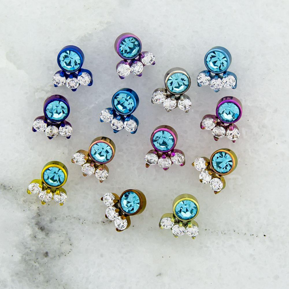 Body Jewelry Parts 16g & 18g Titanium Gem Cluster - 1 Piece -Rebel Bod-RebelBod