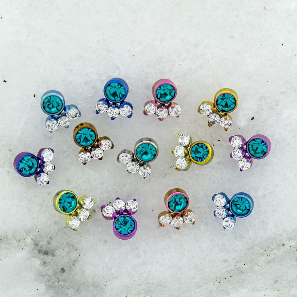 Body Jewelry Parts 16g & 18g Titanium Gem Cluster - 1 Piece -Rebel Bod-RebelBod