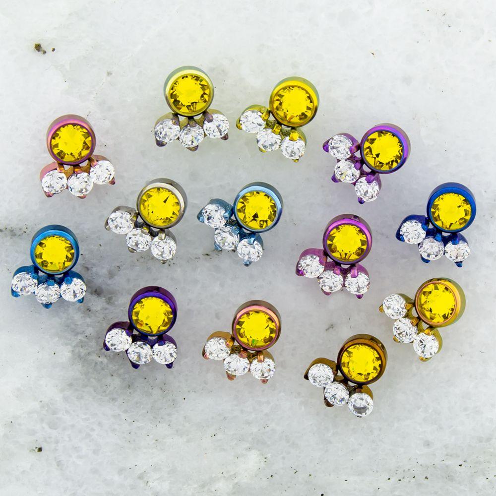 Body Jewelry Parts 16g & 18g Titanium Gem Cluster - 1 Piece -Rebel Bod-RebelBod